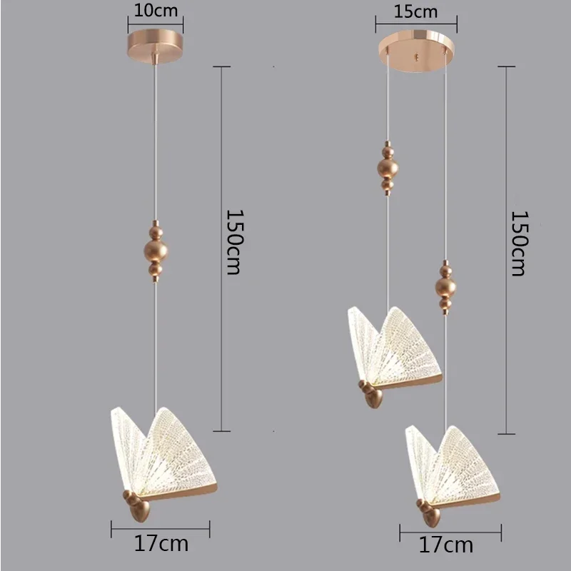 Woonkamer-lámpara colgante nórdica para mesita de noche, candelabros creativos de lujo modernos, lámparas de mariposa roja, estética, decoración del hogar