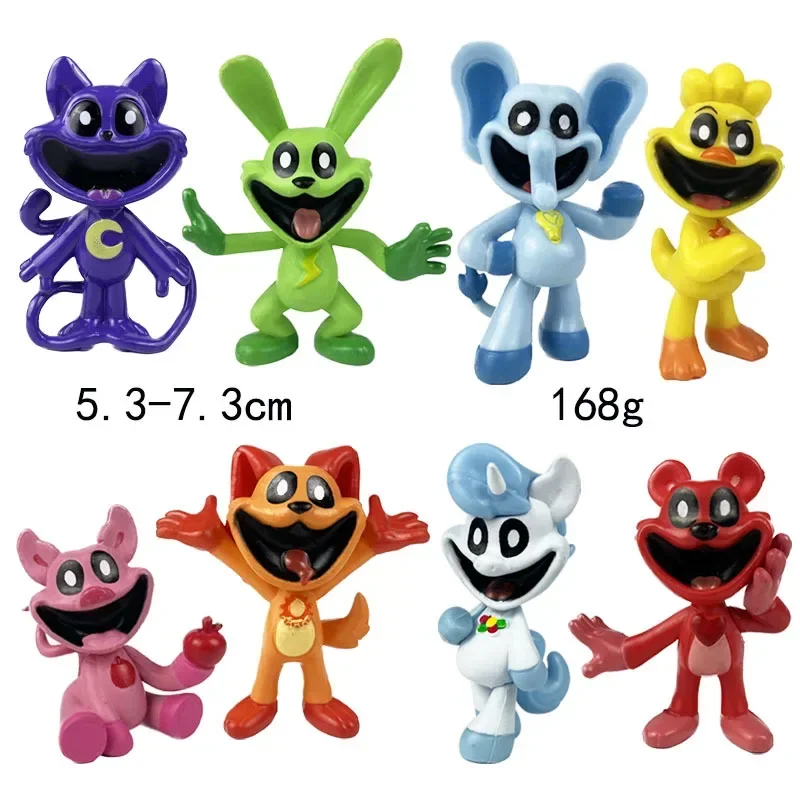 Ensemble de figurines de créatures souriantes pour enfants, chat souriant, chien de sieste, catnap de jour, figurine de chien, jouets modèles, cadeaux d'anniversaire, 1-16 pièces