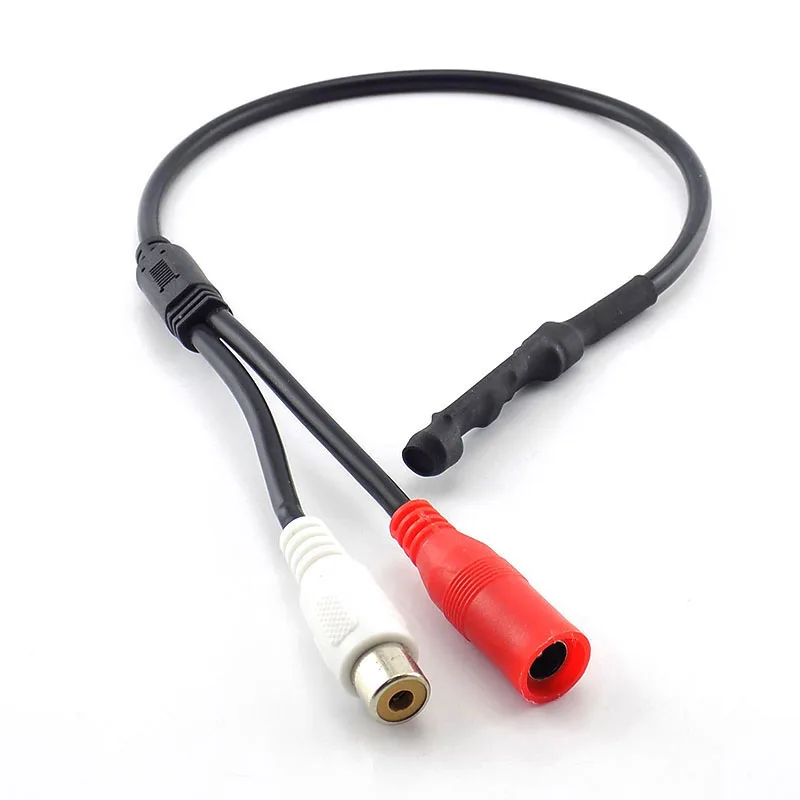 

Mini Microphone Pickup DC 12V Sound Monitor Audio Pickup Audio RCA Power Cable for Cctv Camera DVR System Video Surveillance L1