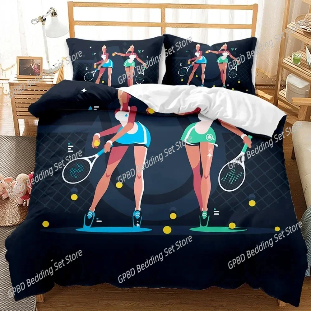 Sports Duvet Cover Set Taekwondo Ski Swimming Boxing Dance Badminton Baseball Ice Hockey Queen Polyester Bedding Set Teens Boys