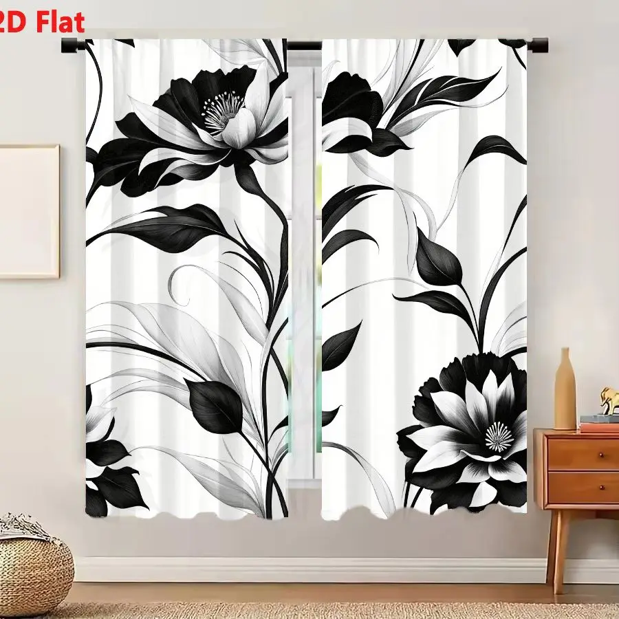 2Pcs Curtains 2D Flat Premium Quality Product For Everyday Use Window Drapes for Bedroom Room Decor Decoration Window Treatment.