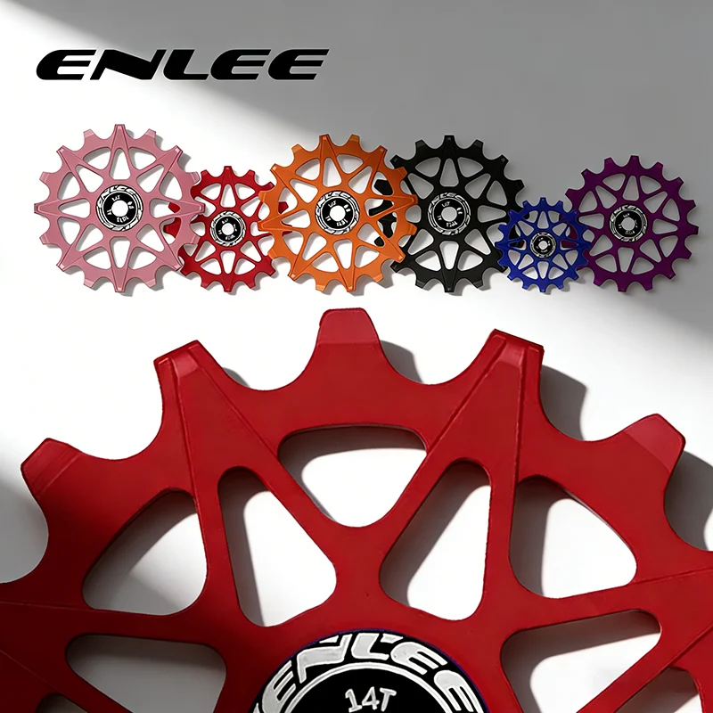 AliExpress enlee ENLEE Aluminum Alloy Bike Pulley Wheel 10T/12T/14T/16T Ceramic Bearing Rear Derailleur Jockey Wheel rust-proof Bike Guide Wheel
