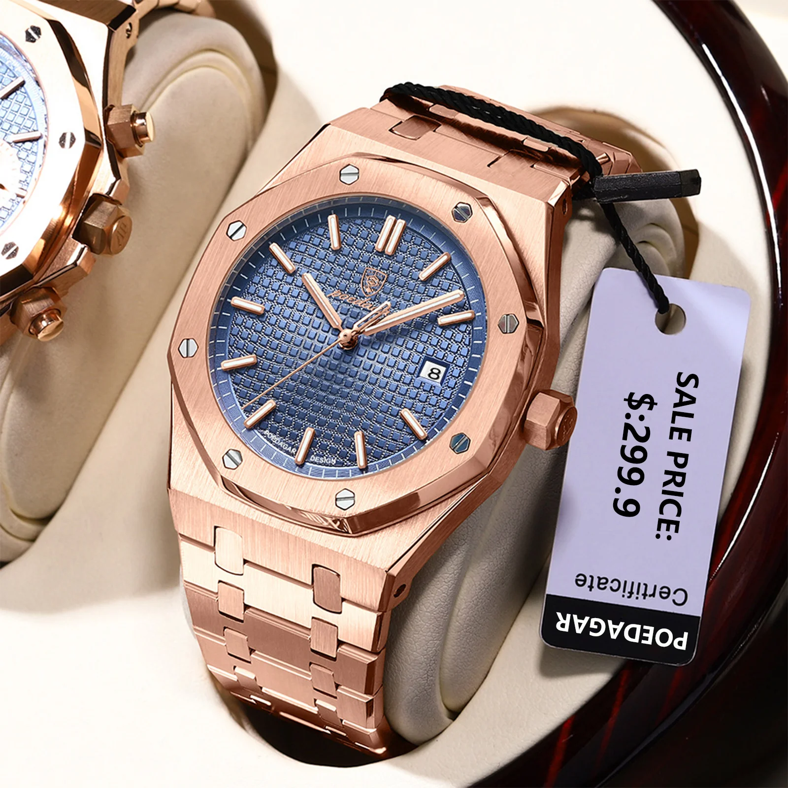 2025 New Men Watch Light Luxury Brand Stainless Steel Double Calendar Waterproof Male Business Leisure Fashion Quartz Clock Watc