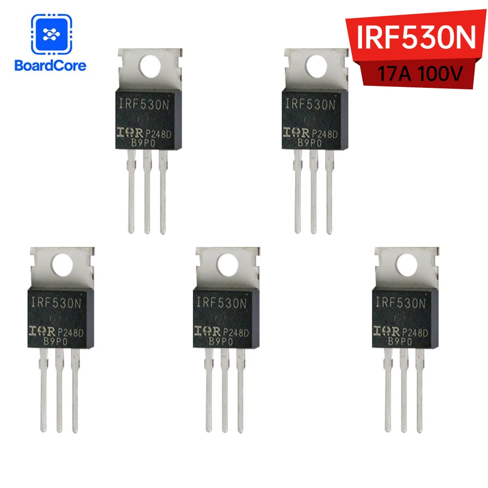 5PCS IRF530NPBF MOSFET Transistor 17A 100V TO-220 N-Channel High Current for Arduino DIY