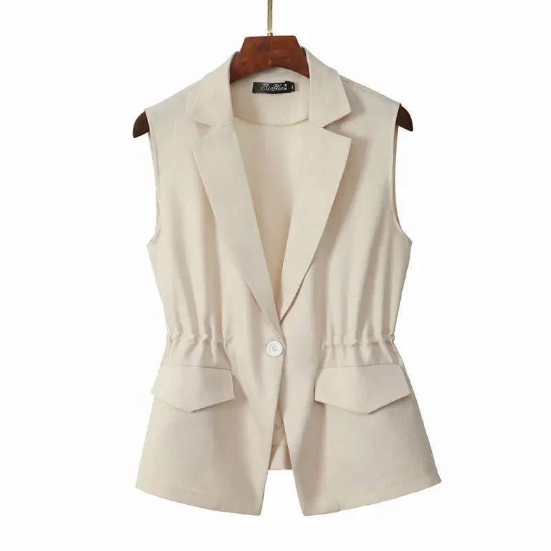 Women's Spring Autumn Sleeveless Loose Vests Outwear Temperament Vest Coat Female Fashion Cardigan Thin Vests