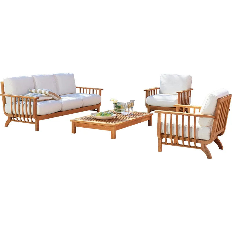 

Outdoor teak sofa villa courtyard waterproof rattan furniture combination