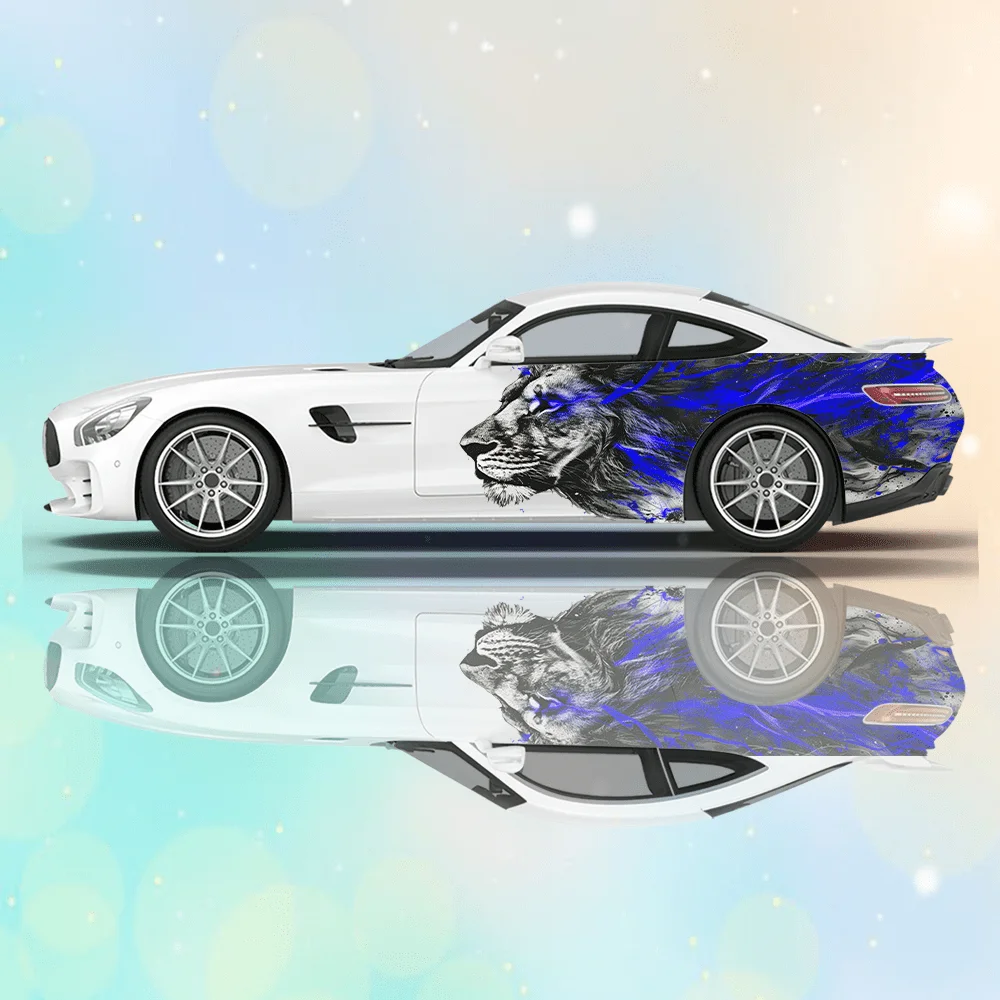 

Креативная автомобильная наклейка с брызгами льва, цветочное украшение для всего тела, покрывающее царапины, защищает автомобильную наклейку, водонепроницаемые автомобильные виниловые обертывания
