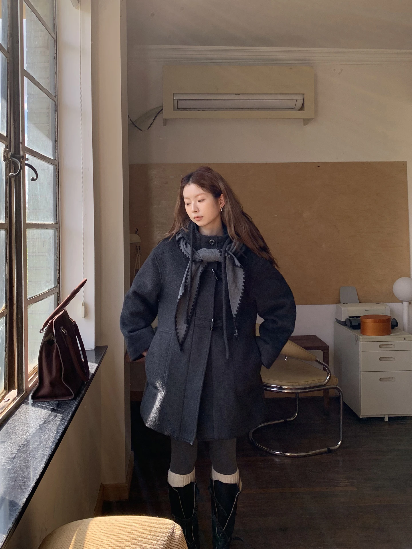 

G Sle Woolen Coat Women's ort Thiened Winter Outerwear ey Wool Blend Cotton Lined Hat Jaet Commute Simple Sle