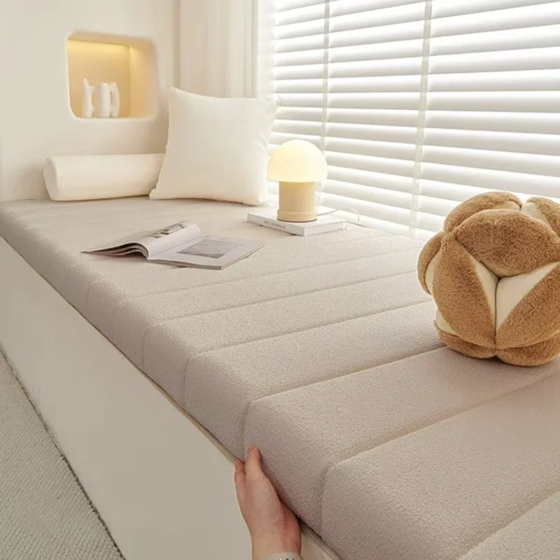 NONE Maßgefertigte Sitzkissen aus Teddy-Samt, Rutschfest, Wasserdicht, Fleckenabweisend, Abnehmbar, für Dekoration/Sofa/Schwingbank 4
