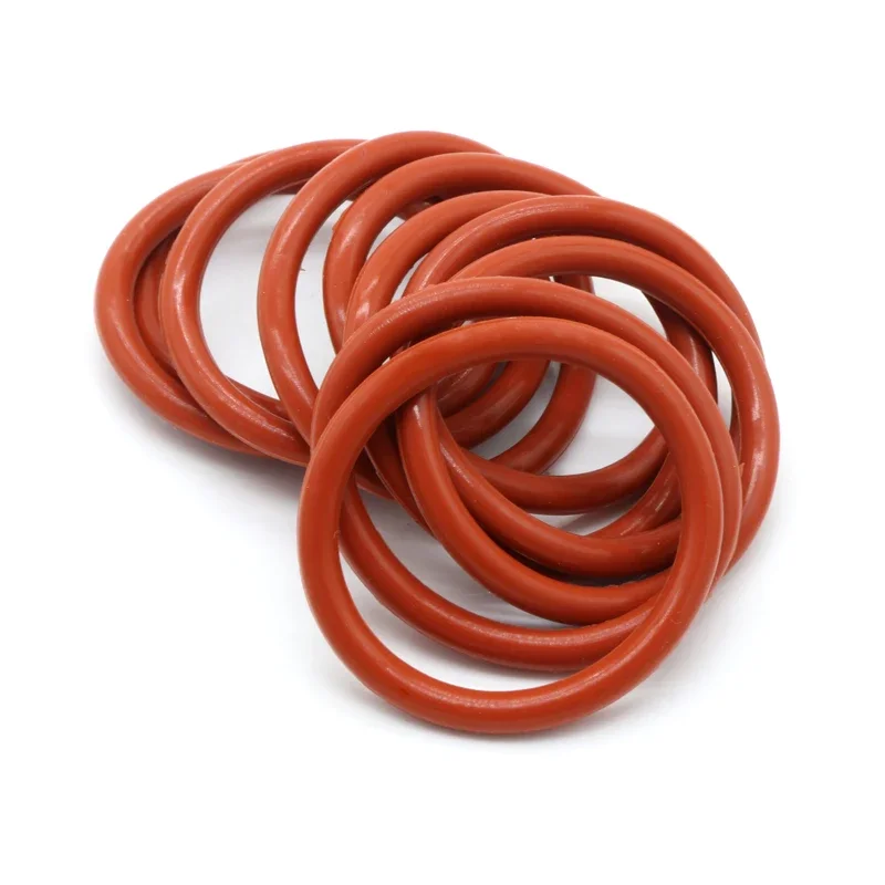 50pcs VMQ O Ring Seal Gasket Thickness CS 4mm OD 15 ~ 45mm Silicone Rubber Insulated Waterproof Washer Round Shape Nontoxi Red