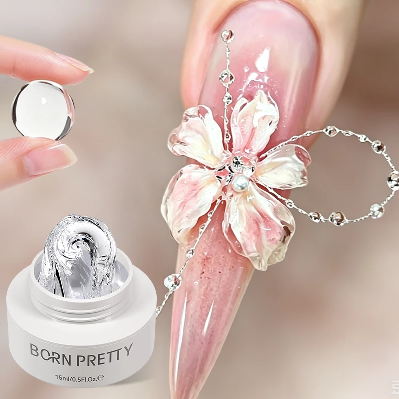 BORN PRETTY 15ml 5D Modelliergel, nicht klebend, Handmodelliergel, DIY Nagel-Schnitzgel für Schleifen, Blumen, geometrische Formen, Nageldesign