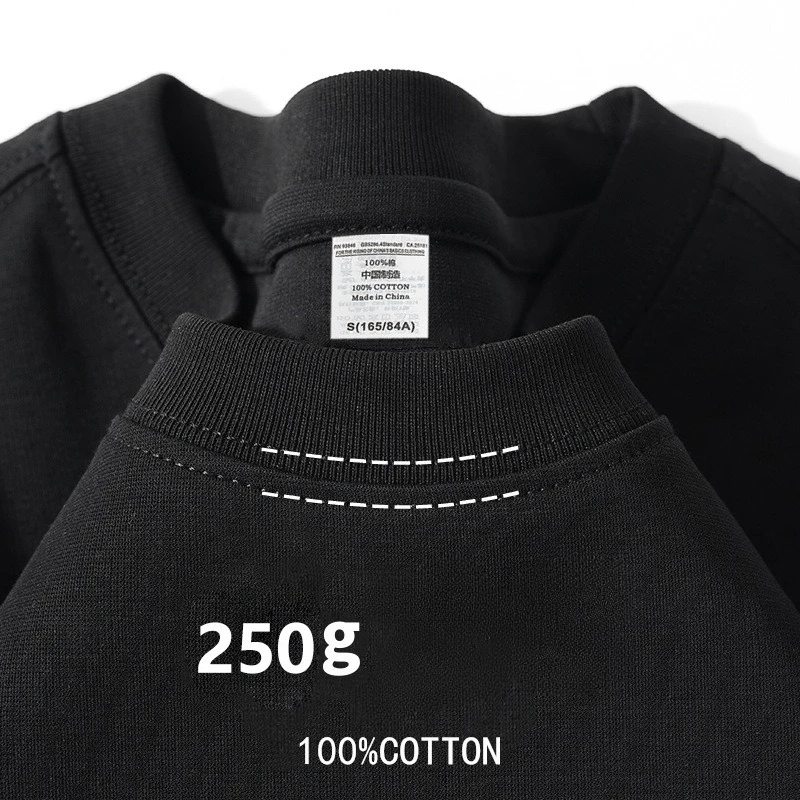 Pure White 250g Pure Cotton Heavy Thick Opaque Short-sleeved Men's Light Gray Loose Casual Bottoming Shirt Top Men T-Shirts