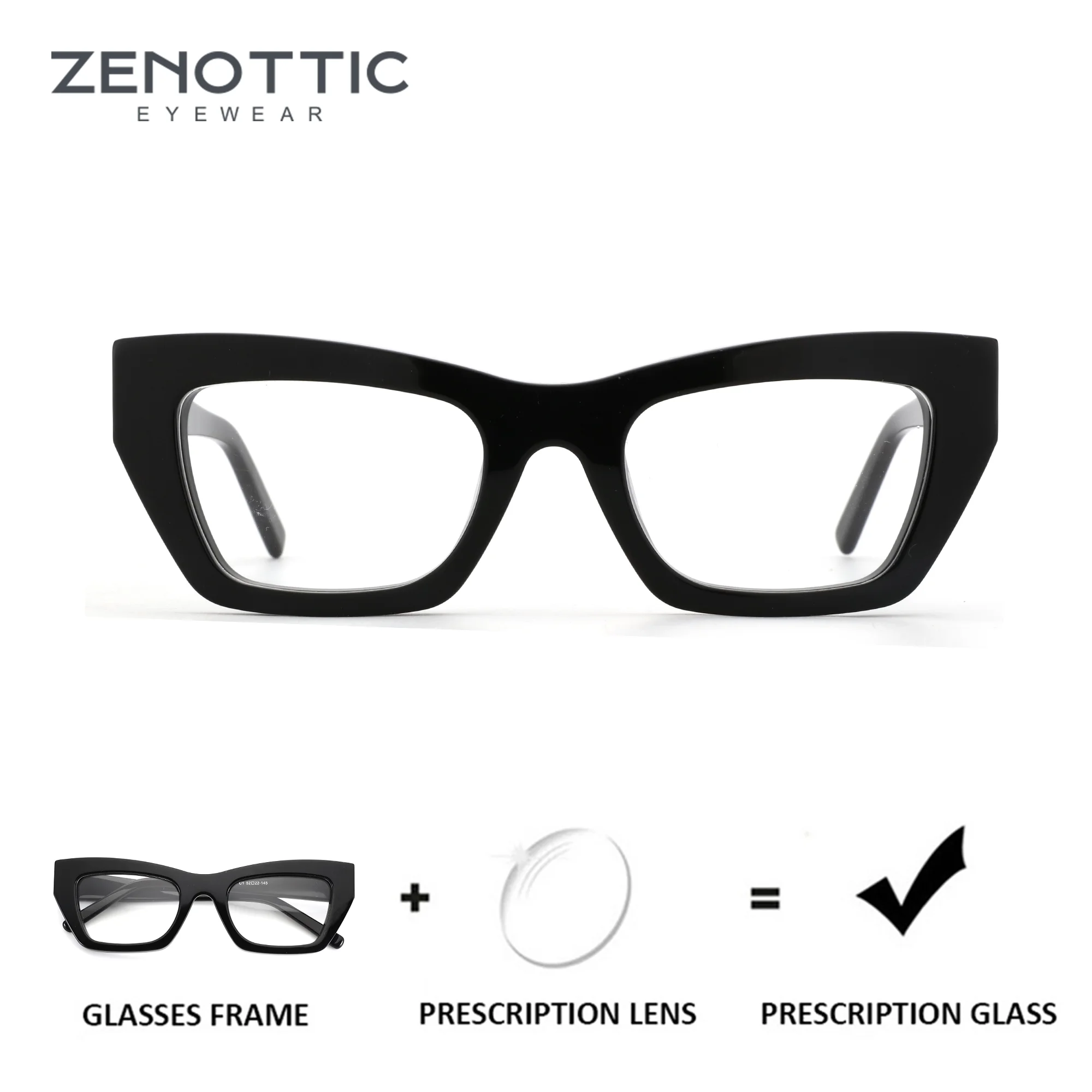 

ZENOTTIC（L Size）Acetate Butterfly Optical Lenses With Prescription Myopia Photochromic Glasses Women Progressive Lenses