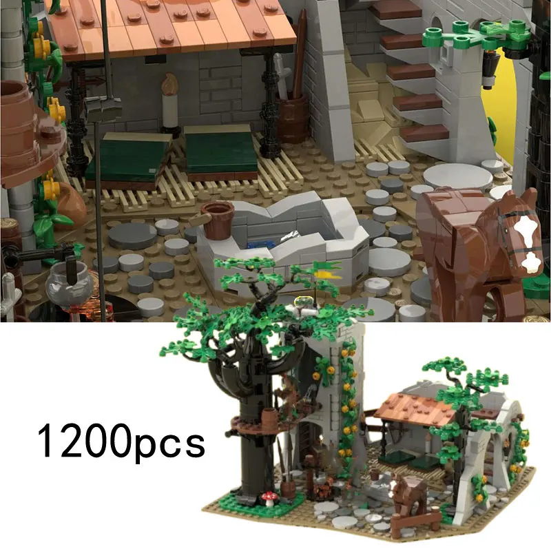 

MOC-137009 1200 шт., строительные блоки из мелких частиц, средневековый лесной замок, модель игрушки в подарок