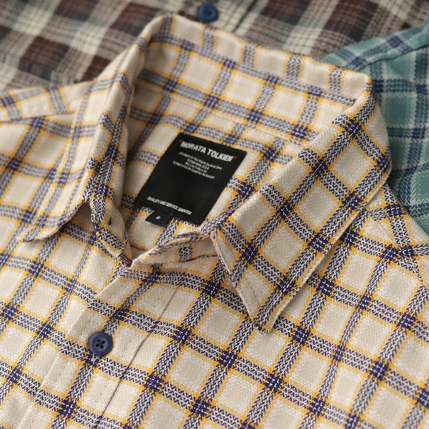 2025 Autumn New Japanese Retro Long-Sleeve Lapel Thick Plaid Cargo Shirt Men's Simple 100% Cotton Washed Casual Loose Jacket