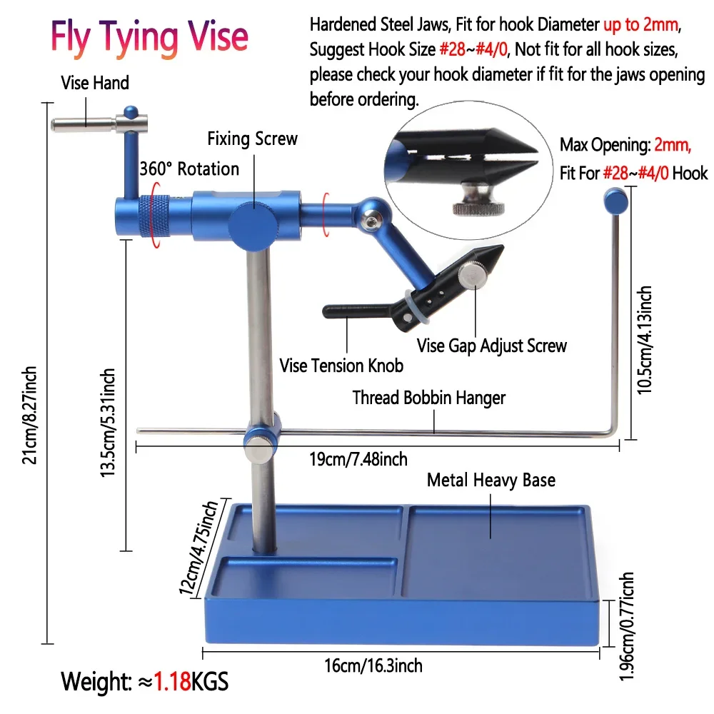 Imagem -02 - Bimoo-fly Amarração Vise Endurecido Seel Jaws Pesca Lure Maker Tools Suporte da Bobina Threader Chicote Finalizador 140d Gsp Rotação de 360 °