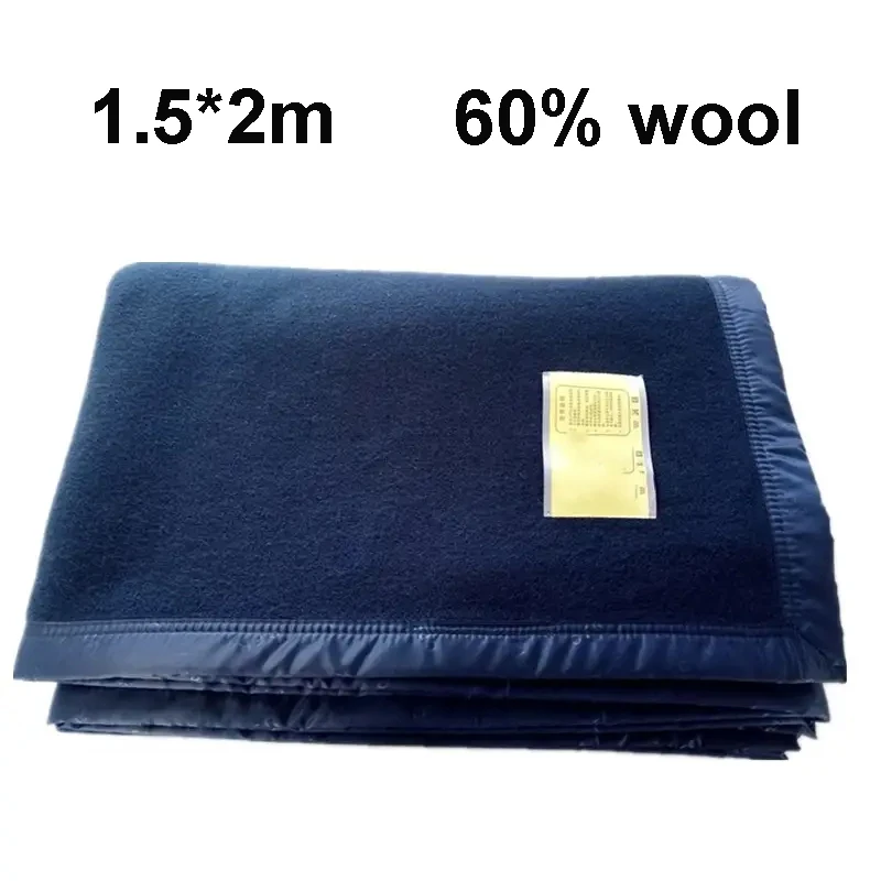 1.5*2m Wool Blankets Warm Comforter Blue 60% Wool Blanket For Winter Spring Autumn Adult Children Camping Sofa Dormitory Bedding