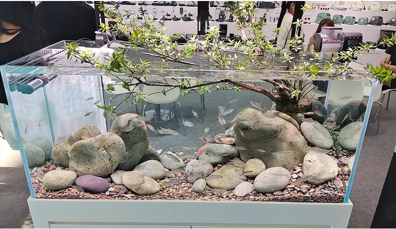 Fish tank aquarium tank bottom filter living room glass Lanshou stream tank bag back overflow ecological sea view 6