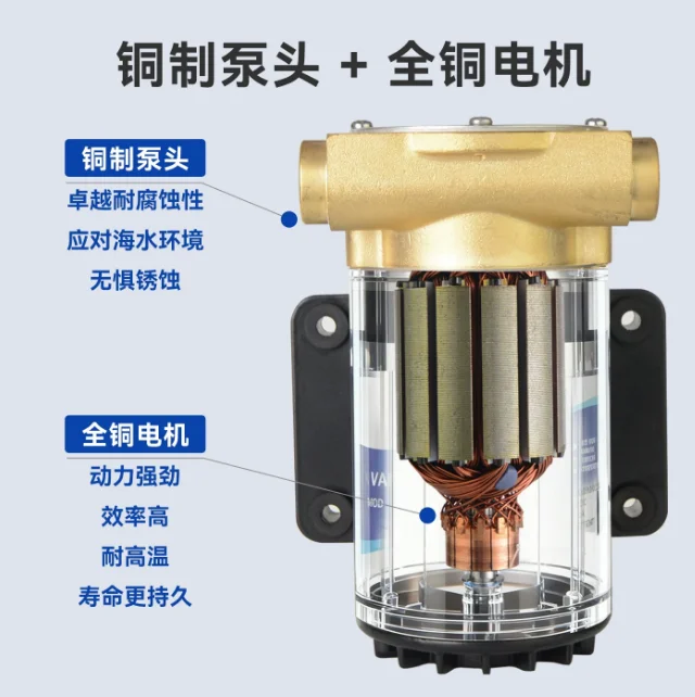 12V 24V FIP-3200 Marine Bilge Pump 30L/min DC Electric, Centrifugal Self-Priming Drainage Flushing Impeller Pump for Yacht