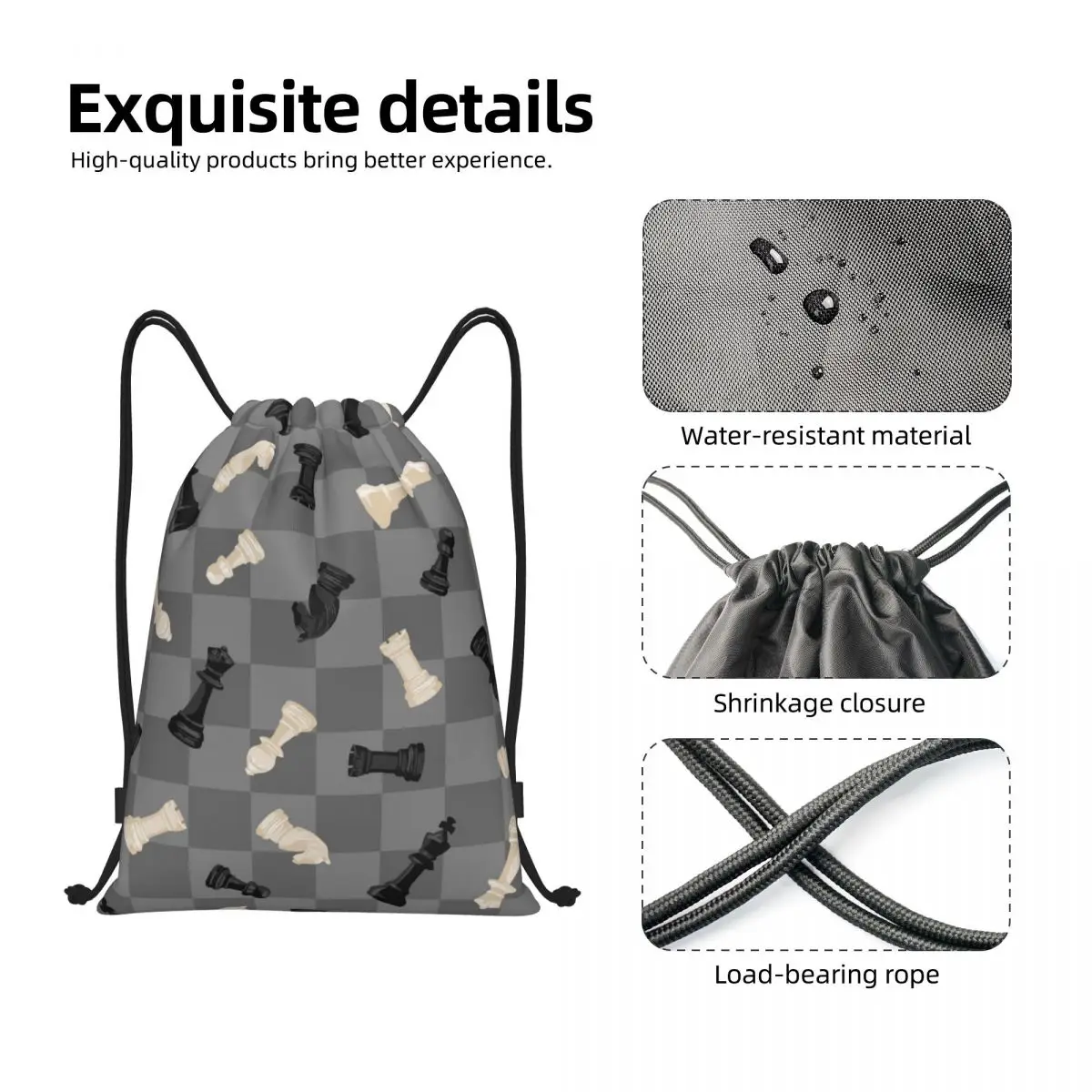 Sac à dos de rangement de pièces explorez ecs personnalisées pour hommes et femmes, sac Wstring de proximité, sac léger pour les amateurs explorez ecs, sac de sport Checkmate Gym