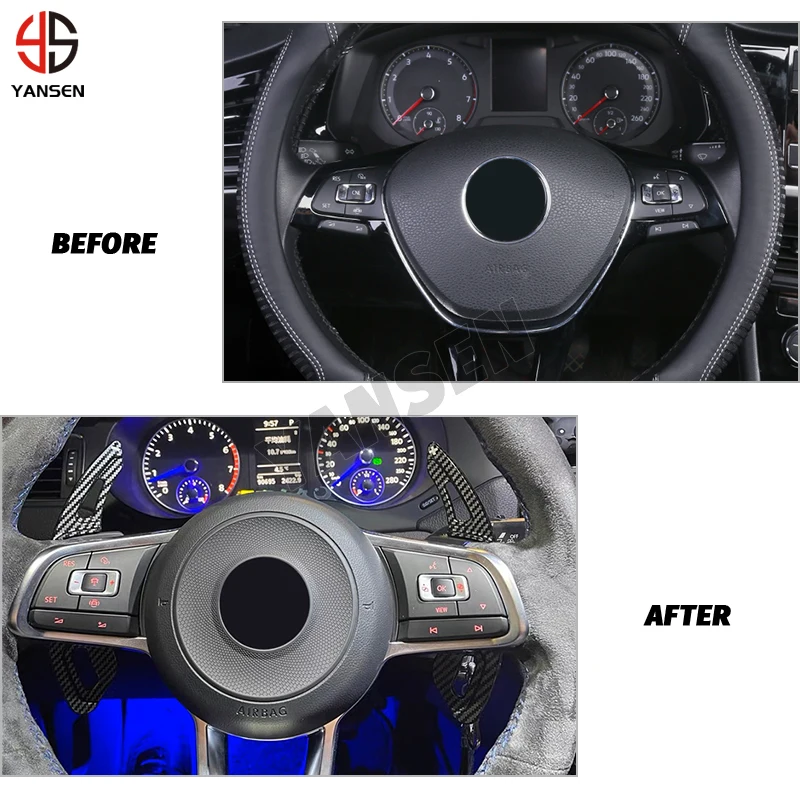 Carbon Fiber Car Steering Wheel Shift Paddle Extension For Volkswagen VW golf 7 Golf GTI Performance Decals