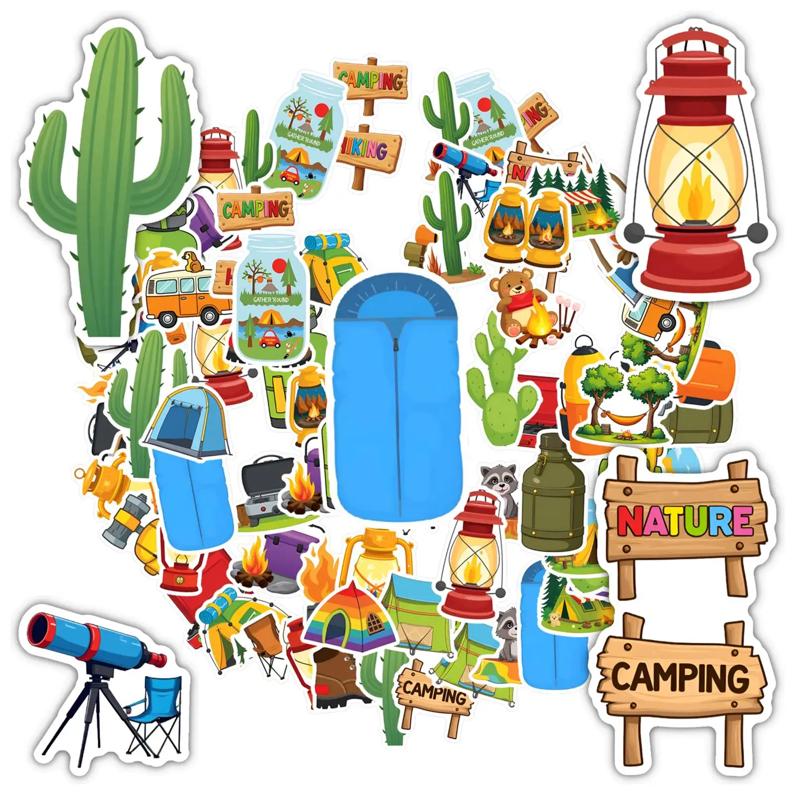 

35pcs-50pcs Playful Nature Stickers Cute Hiking Stickers Graffiti Decals For Suitcase Fridge Phone Luggage Laptop Guitar