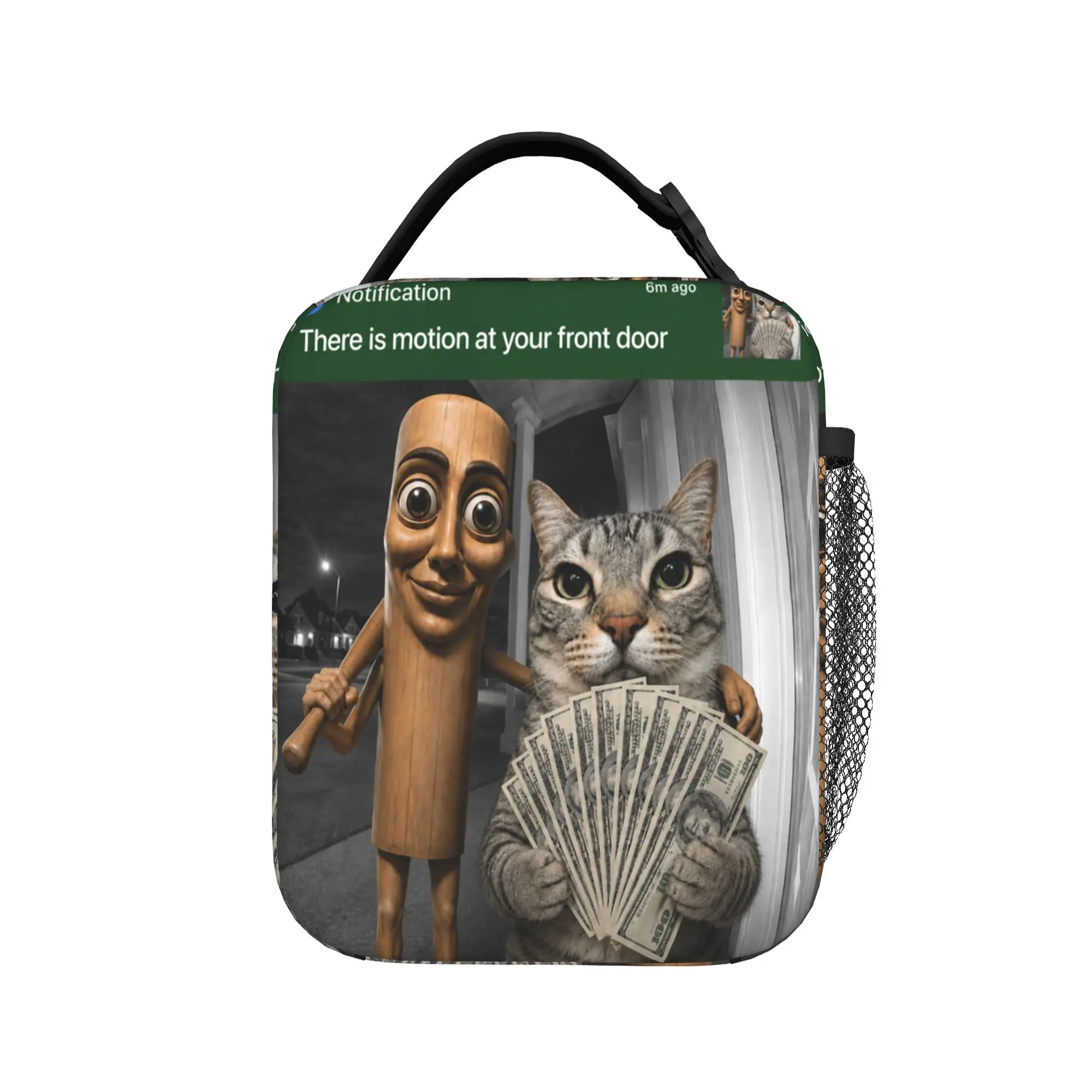 There is Motion at Your Front Door Tung Tung Tung Sahur Cat Lunch Bag  School Lunch Box For Girls Print Thermal Lunch Bags