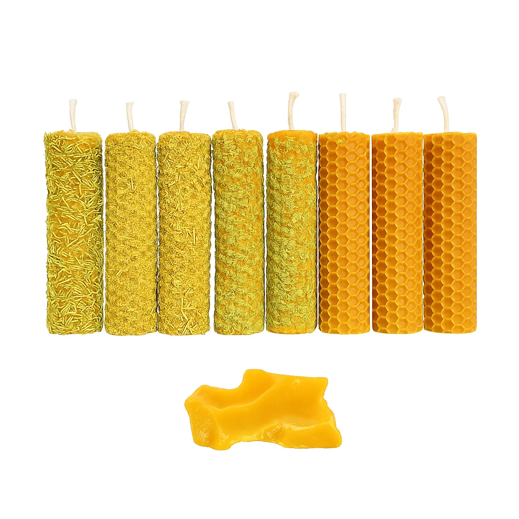 Velas de Cera de Abeja 100% Natural con Romero, Laurel y Ruda - Pack de 8 Unidades para Limpieza Energética y Atracción de Prosperidad - YA-DECOREGALOS