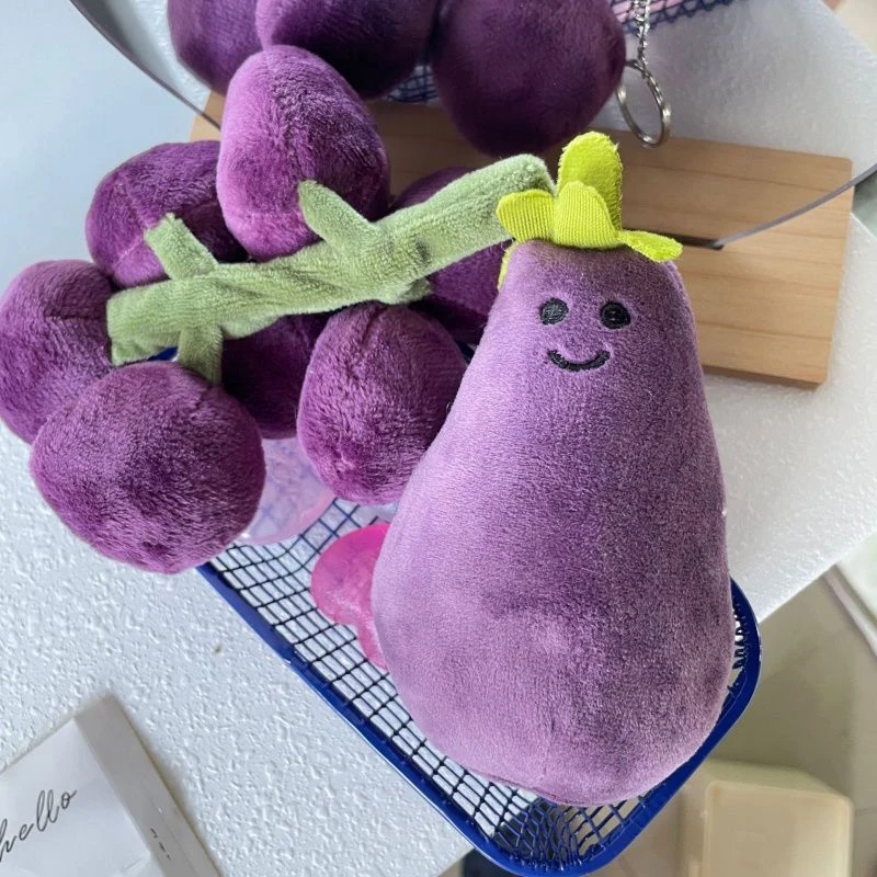 Creative Bitter Melon Plush Toy Cute Cartoon Eggplant Stuffed Keychain Plush Doll Keyring Bag Pendant For Kid Gifts