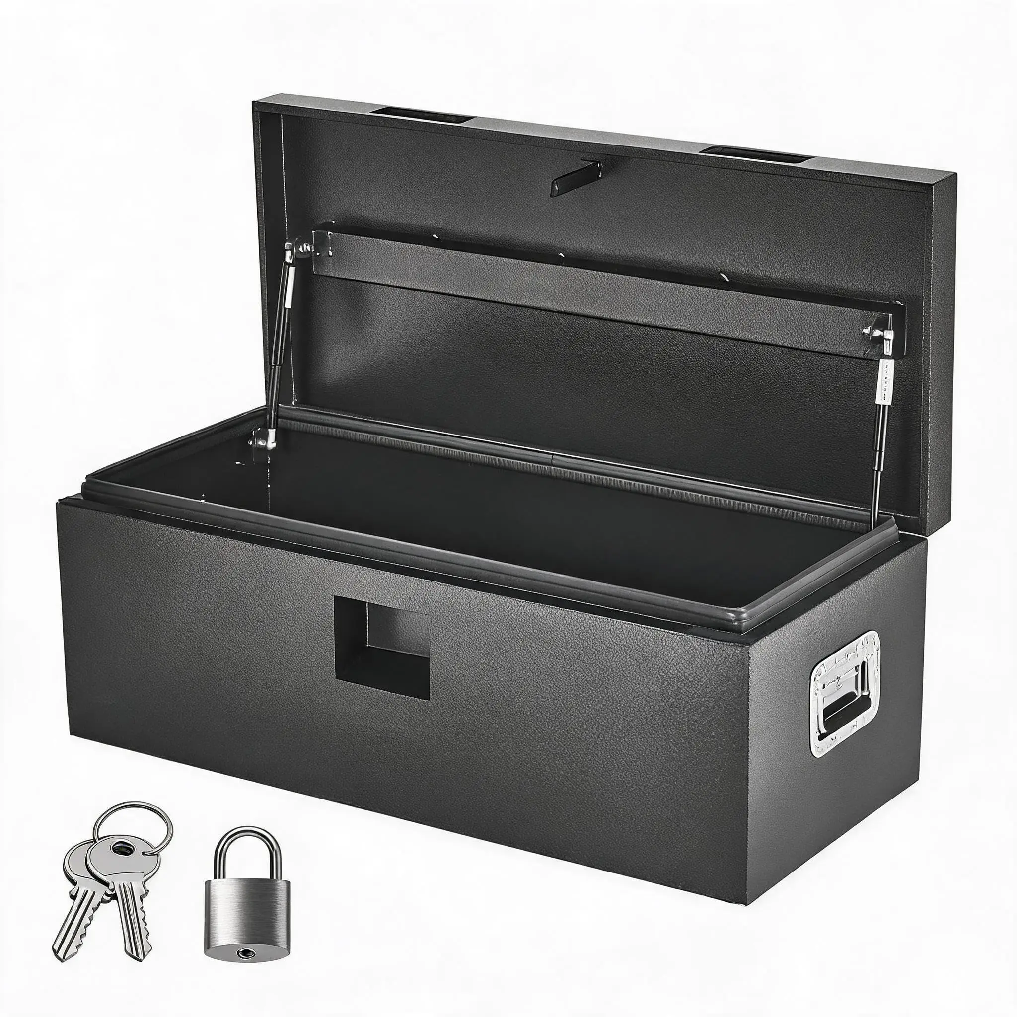 30 Inch Heavy Duty Truck Bed Tool Box, Steel Trailer Tongue Box with Side Handles, Lock & Keys, Sealing Strip and Gas