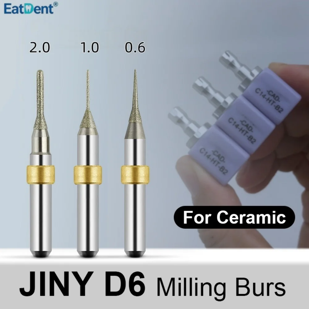 JINY JDM5T Dental Milling Burs For Metal Titanium/CrCo Zirconia PMMA Lithium Disilicate D6 DC Coating CADCAM Lab Grinding Drills