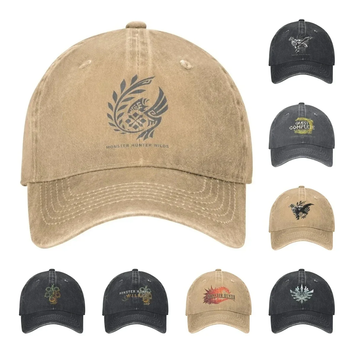Hunter Wilds Men Women Baseball Caps Forbidden Lands Research Commission Distressed Denim Hats Vintage Outdoor Headwear