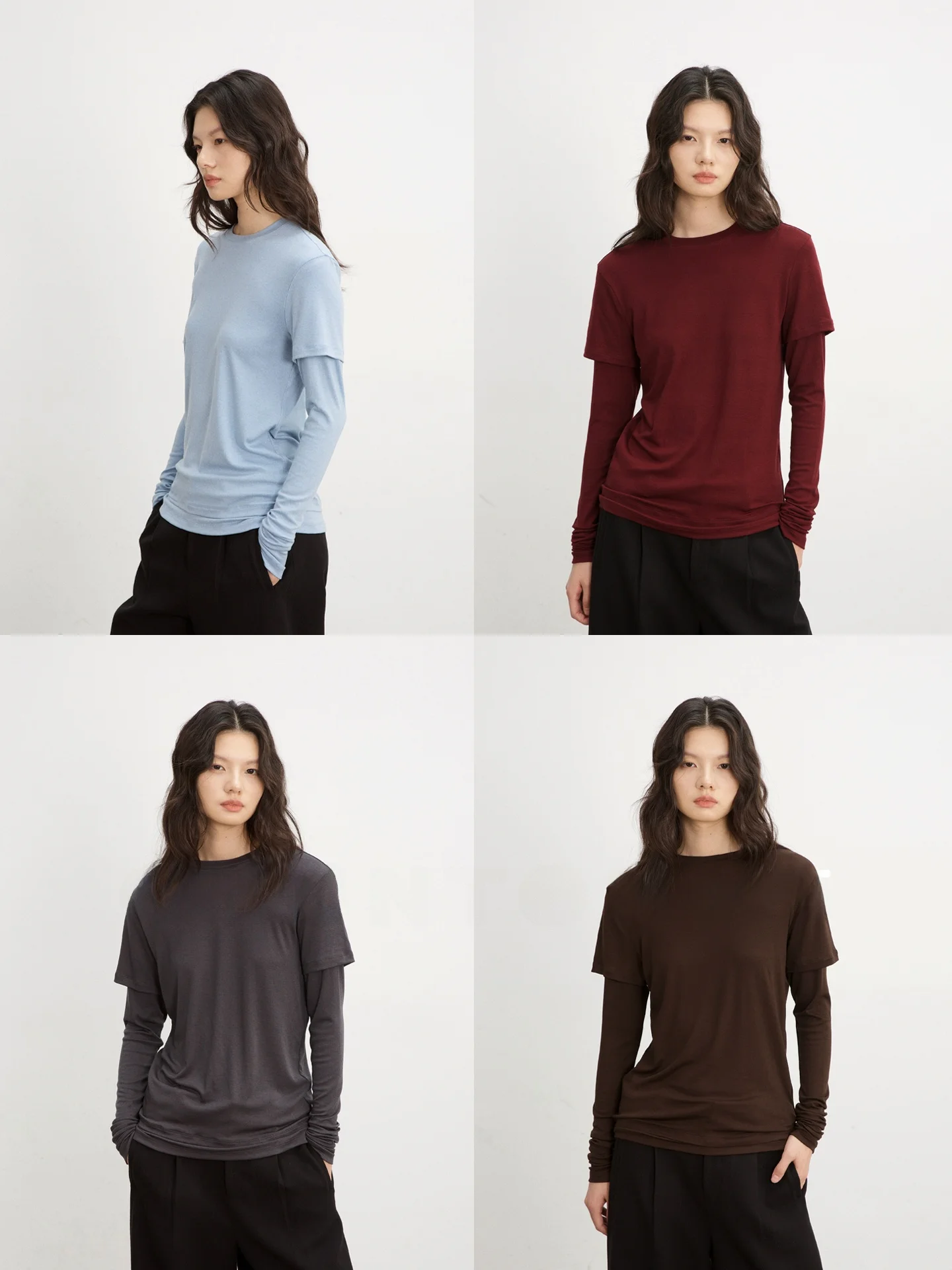 

Женская футболка с длинными рукавами COUNTONME из смесовой шерсти, в стиле пэчворк, повседневная, дышащая, удобная, универсальная, для похудения