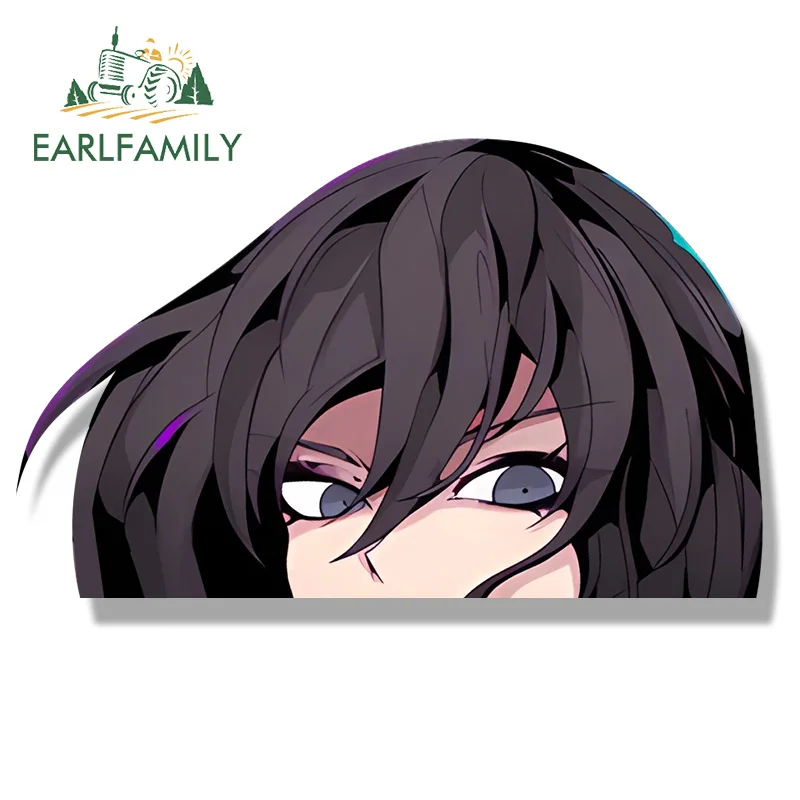 EARLFAMILY Mikasa Ackerman Fanart Car Sticker Hot Anime Waifu Decal JDM Chibi Big Head Peek Girl Graffiti Gothic Tattoo Stickers view 3