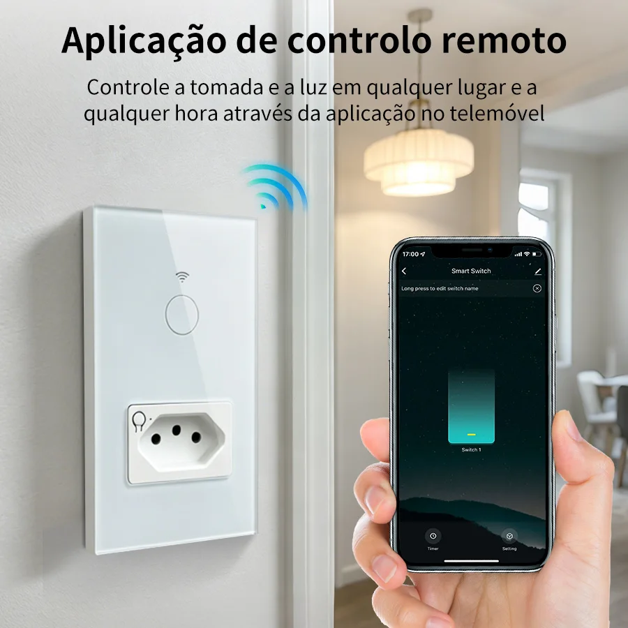 Tuya WiFi Smart Socket Brazil Standard Wall Touch Switch 10A Smart Plug Outlet Light Switches Work With Alexa Google Assistant