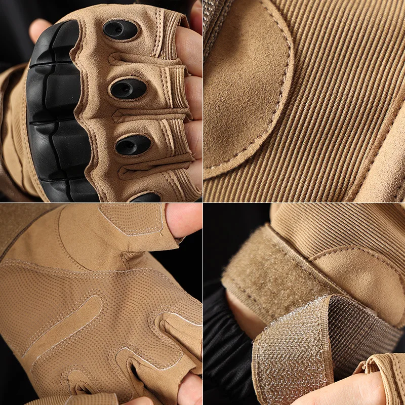 قفازات التكتيكية الرجال النساء في الهواء الطلق تسلق الجبال التدريب امتصاص الصدمات مقاومة للاهتراء نصف اصبع قفازات ركوب الخيل تنفس #2