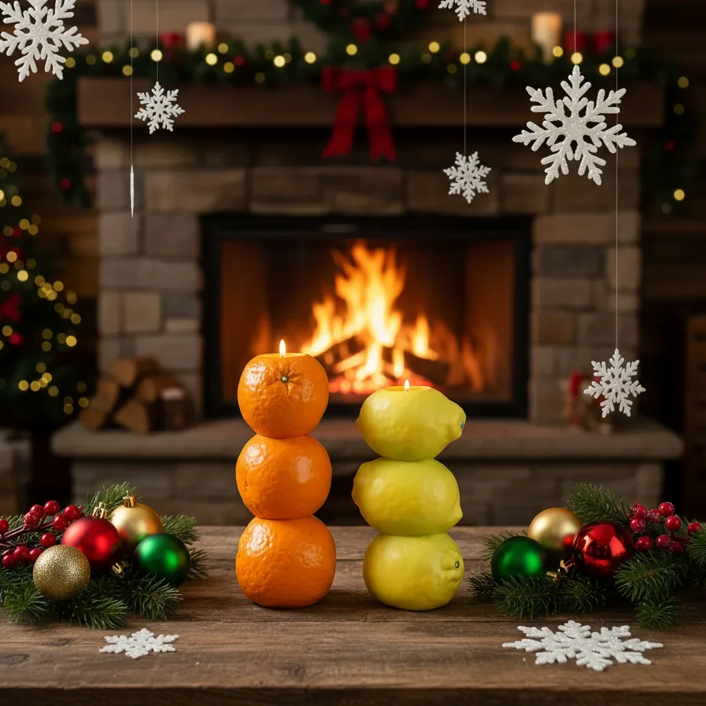 Simple Simulation Stacking Fruit Candle Holder Home Desktop Ornament Apple Christmas Atmosphere Ornament