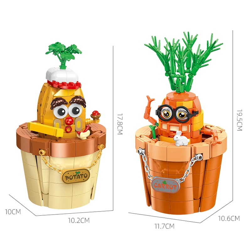 Aardappel potplant Bouwsteen ABS plastic Leuke Desktop Decoratie Wortel plant model creatieve cadeaus voor vrienden kinderen