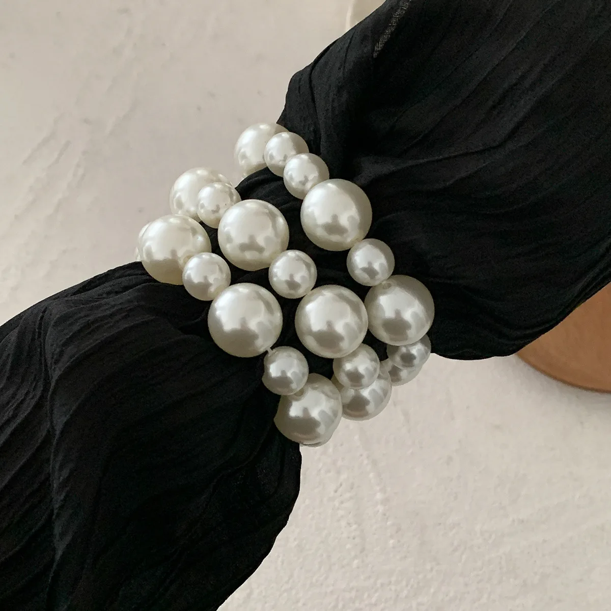 KMVEXO 3PCS Punk Stretch Beads Bracelets Gold Sliver Color Stacked Ball Beaded Bracelet For Women Men Imitation Pearl Jewelry