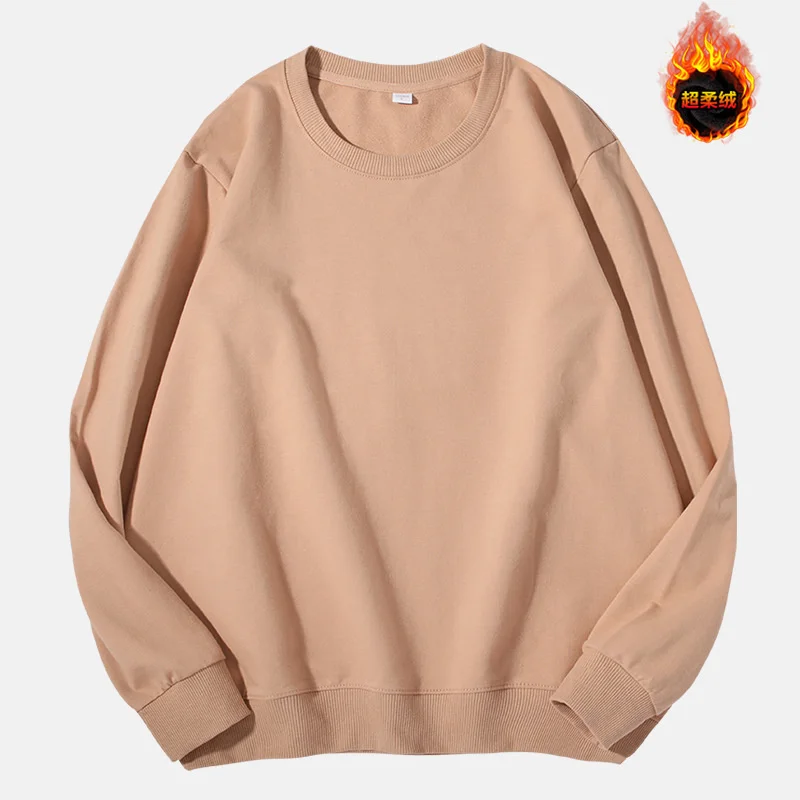 Warm Sweatshirts Women Spring Winter Solid O-neck Long Sleeve Pullovers Harajuku Casual Cotton 5XL Streetwear Couple Clothing