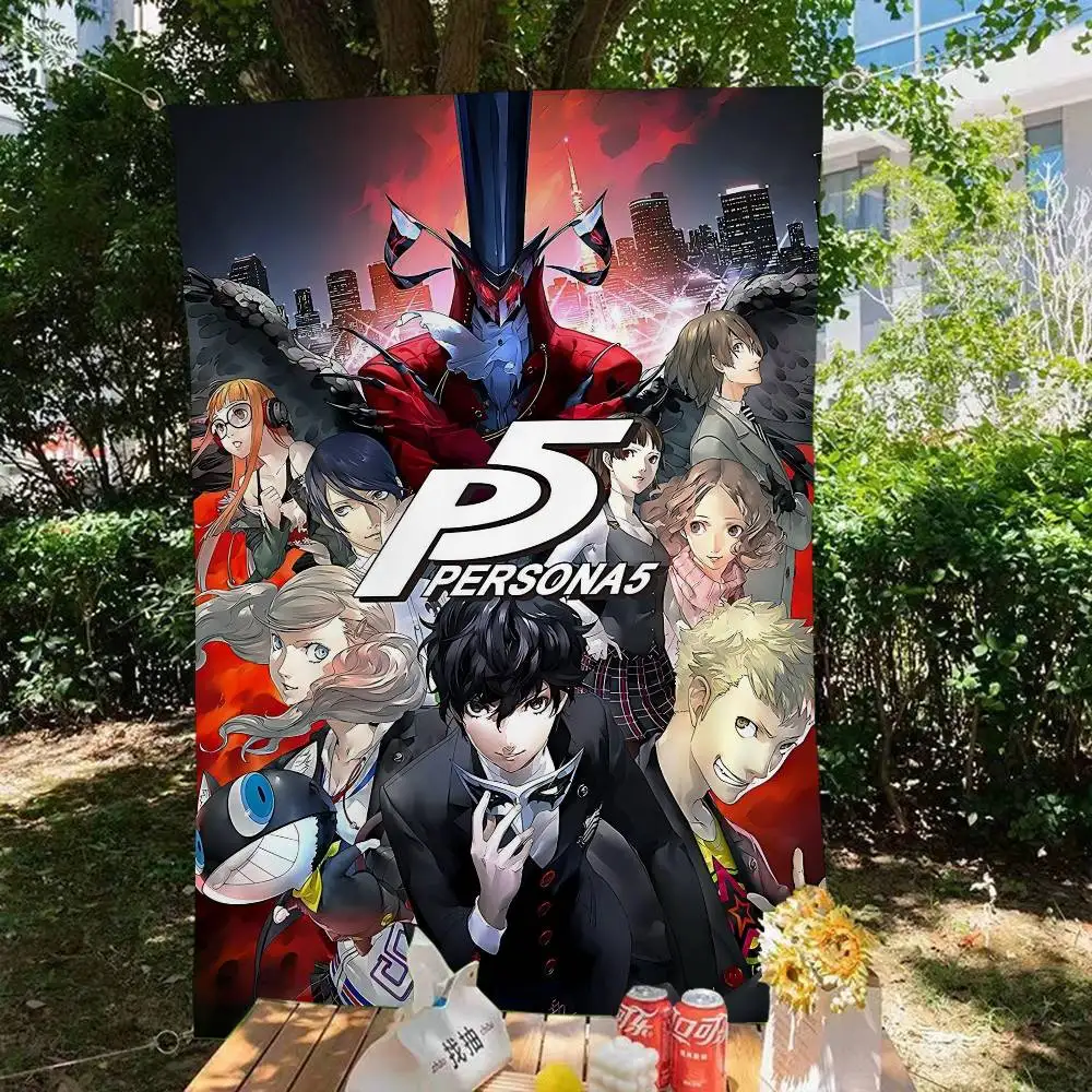 P-Persona 3 4 5 Royal Anima Game Retro Flags Multiple Choice Living Studio Booth Interior Decoration Banner