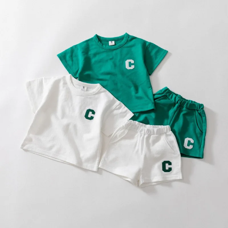 2psc Summer Newborn Infant Baby Girls Boy Fallow T-shirt + Shorts Print Fashion Letter set Kids  Fashion Baby Clothing