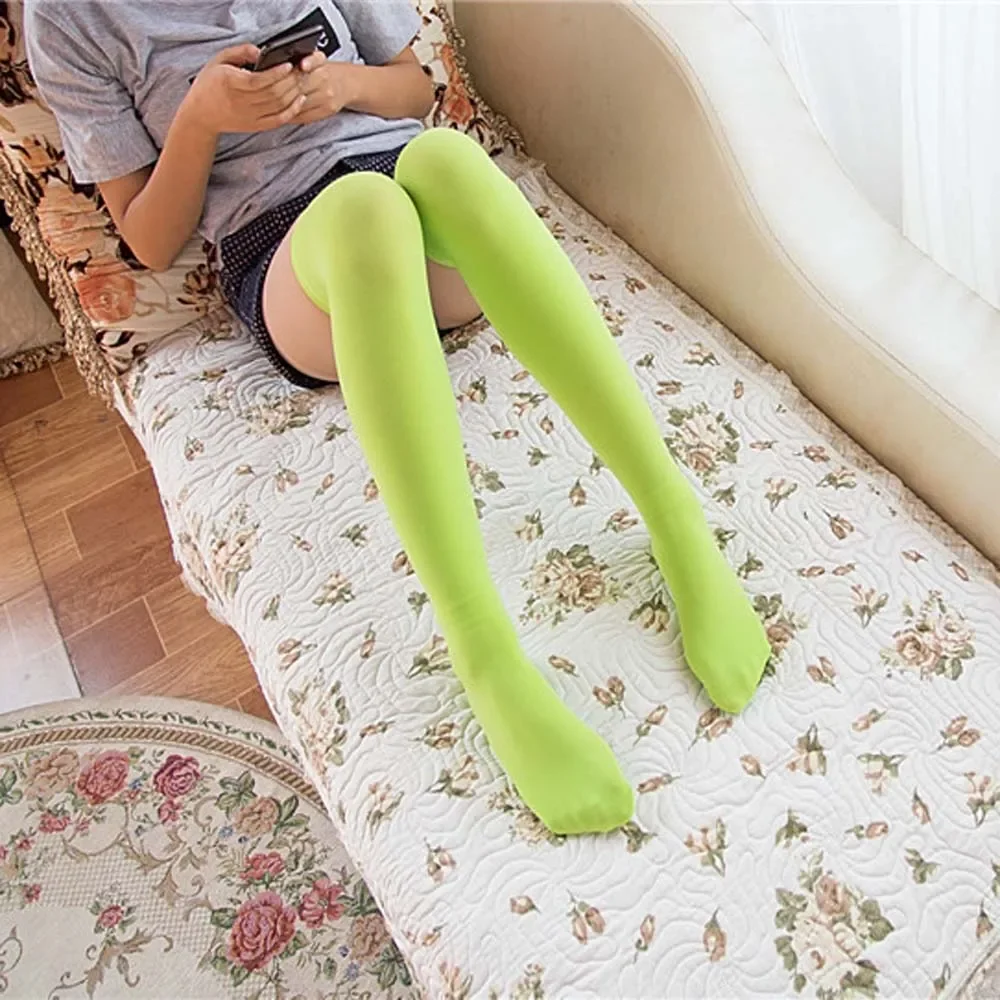 Y2K Dopamina Collant sexy da donna Rosso/Verde/Blu 100D Velluto Collant senza cuciture Design giapponese Grandi calze lunghe in nylon elastico