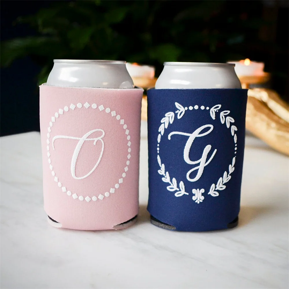 Modern Wedding Can Coolers, Contemporary Wedding, Custom Wedding Favors, Unique Can Huggers, Monogrammed Favors, Engagement Part