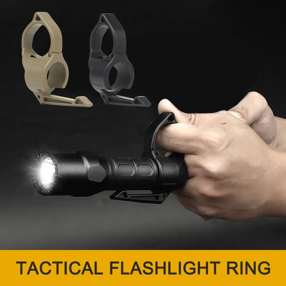 Flashlight Ring Grip Anti-slip Finger Ring Flashlight Adapter Holder Compatible Pocket Clip Multifunction Tactical Finger Ring