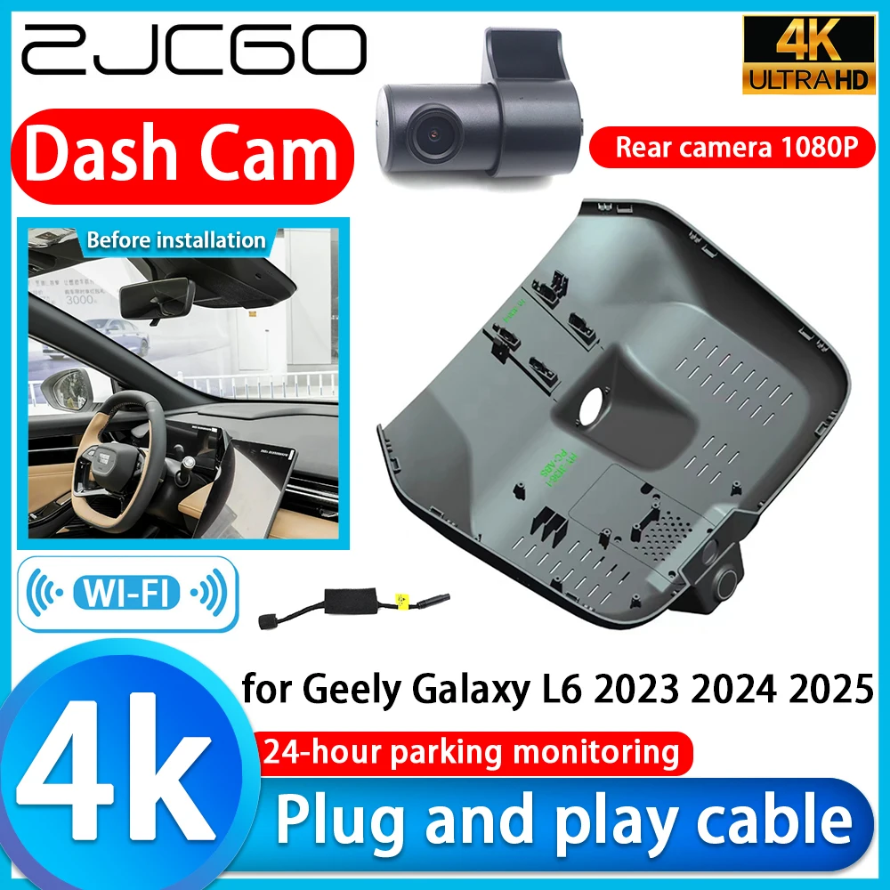ZJCGO para Geely Galaxy L6 2023 2024 2025, Cámara para Auto DVR 4K, Cámara UHD 2160P con Lente Sony, Grabación de Video con Monitoreo 24h