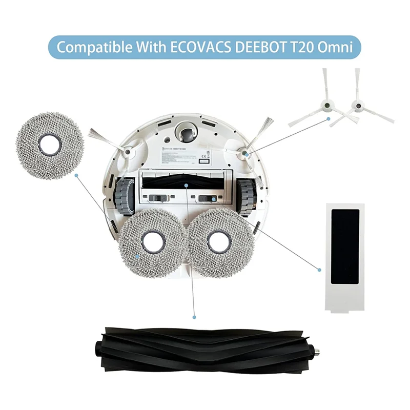 ABJY-для ECOVACST20 Omni/Max/Pro/T20 Max комплект аксессуаров для пылесоса основная боковая щетка HEPA-фильтр швабра тканевый мешок для пыли