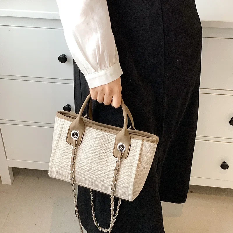 2024 New Women\'s Shoulder Bag Bucket Bag Fashion Large Capacity Handbag Chain Tote Travel Totes Weekend Jumbo Canvas Bags