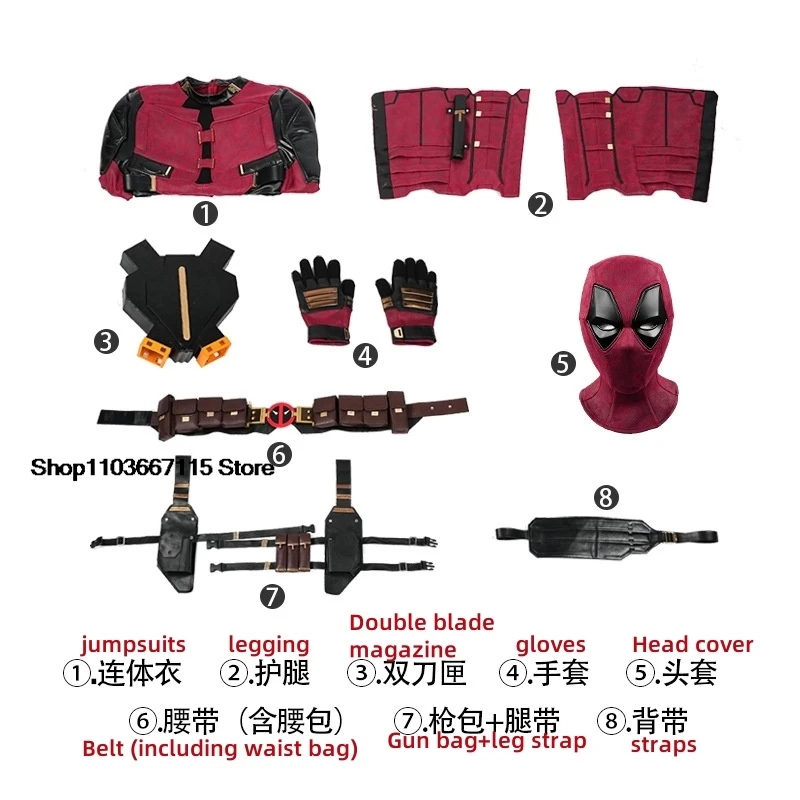 Nieuwe Deadpooling 3 Cosplay Cosutme Wade Winston Wilson Jumpsuit Riem Cosplay Kostuumfilm Anti-Held Pak Halloween