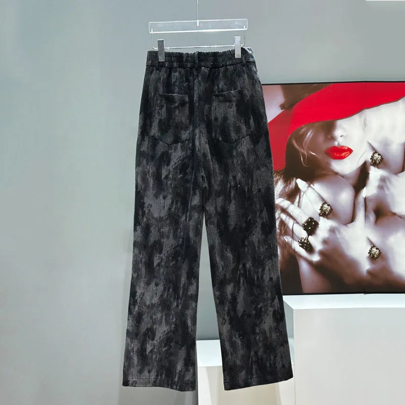 HKSH ฤดูใบไม้ผลิฤดูร้อน Men's Original Design American High Street Niche Vintage กางเกงยีนส์ Patchwork หล่อตรง Chic กางเกง HK8389